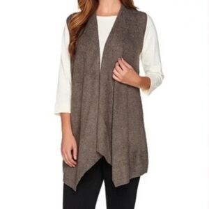 Barefoot Dreams Bamboo CozyChic Lite Calypso Vest drape front Cocoa Brown